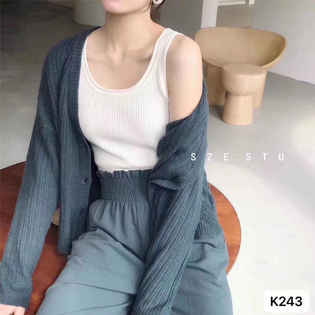 时尚修身螺纹针织光版背心产品图