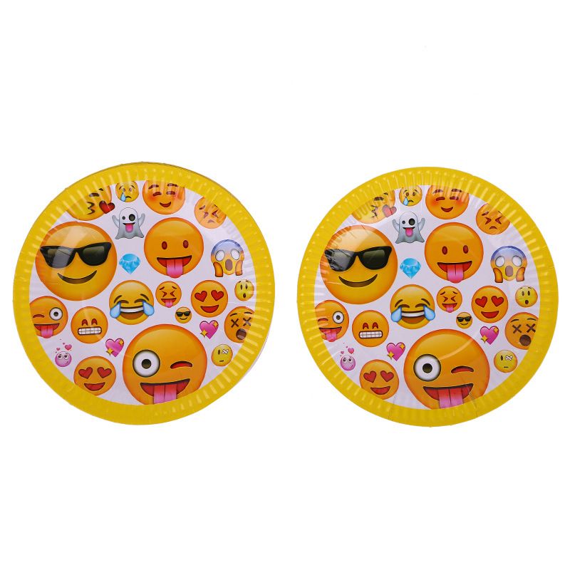 F004一包10个恶魔囧笑脸表情 emoji 气氛派对7寸纸餐盘