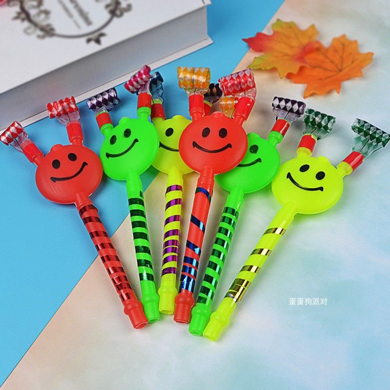 Trumpet smiling face blow blow roll blow dragon whistle birthday micro business push drainage small gifts stall children's toys