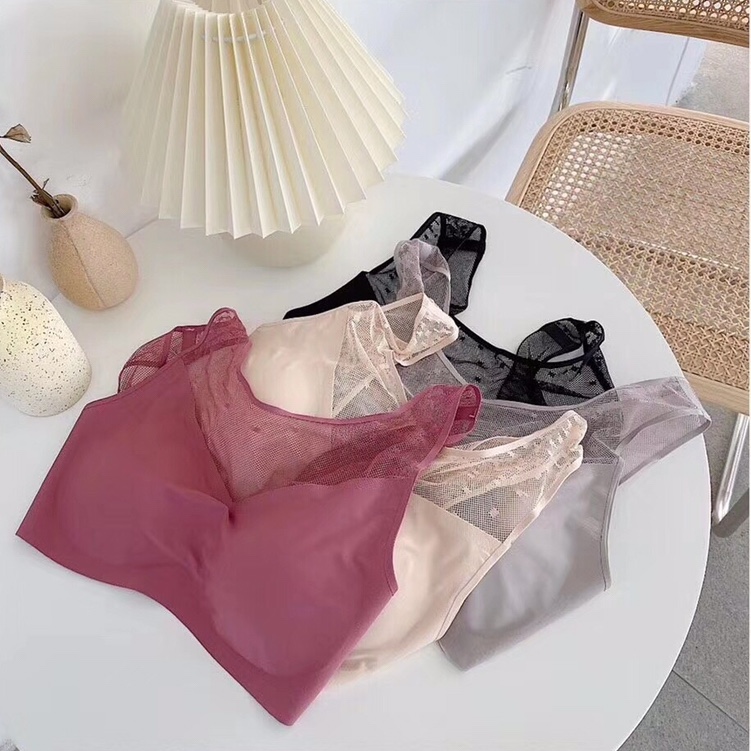 【 Triumph 】 Zero sense mesh security seamless sleep bra color black rose red skin color gray thumbnail