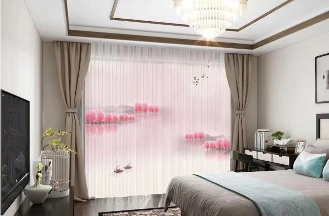 New style factory direct sales available for retail and wholesale. Customized curtains featuring new Chinese-style digital bestsellers and landscape paintings Application Scenario