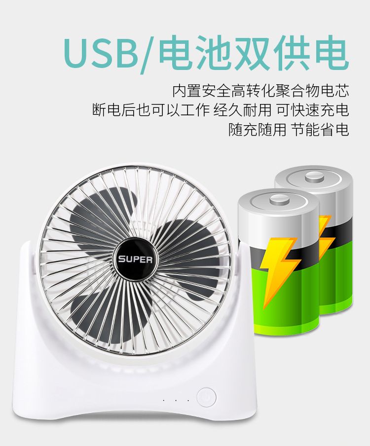 新款迷你电风扇学生宿舍USB便携式充电家用办公室台式空气循环扇详情图4