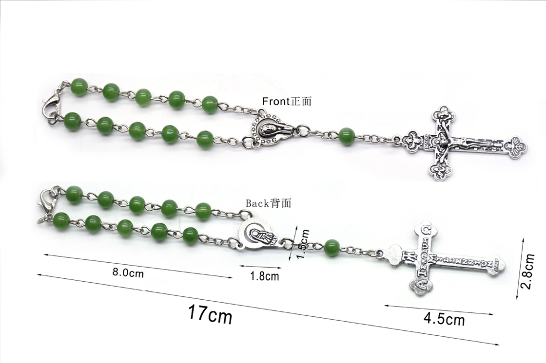 Cross green retro Rosary bracelet Bracelet, prayer beads details Picture