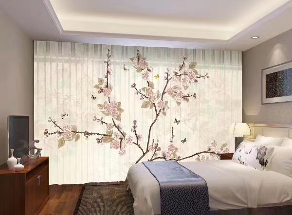New style factory direct sales available for retail and wholesale. Customized curtains featuring new Chinese-style digital bestsellers and landscape paintings Specification image