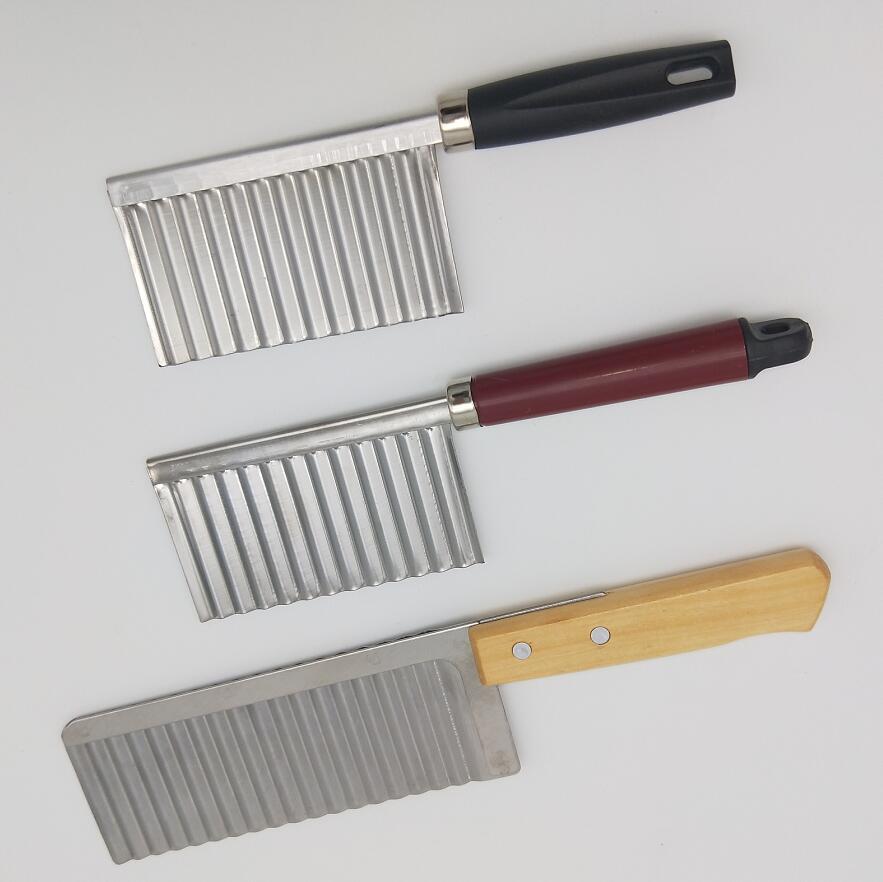 Wooden handle plastic handle corrugated knife, wavy stainless steel French fries knife, potato wavy knife, wavy tool, wavy knife detail image 1