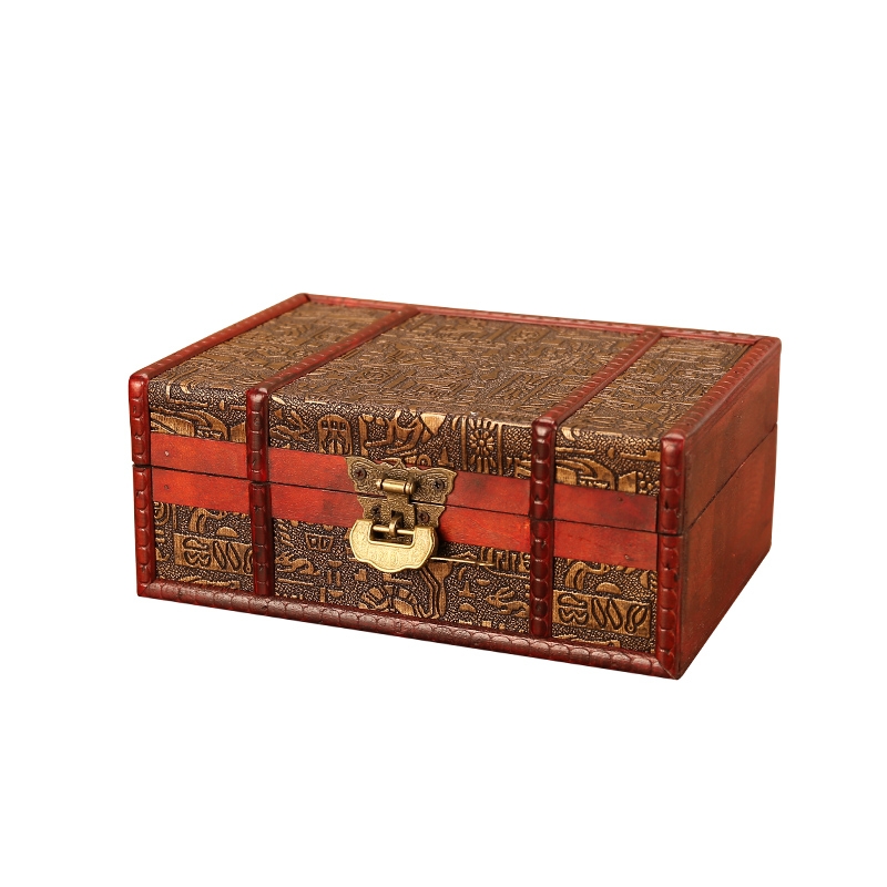 复古桌面木质首饰盒收藏收纳盒证件木制储物盒带锁古风木盒子箱子