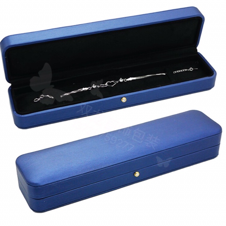 高档首饰盒创意圆角镶钻拉丝皮戒指吊坠手镯项链礼品盒包装盒珠宝首饰盒