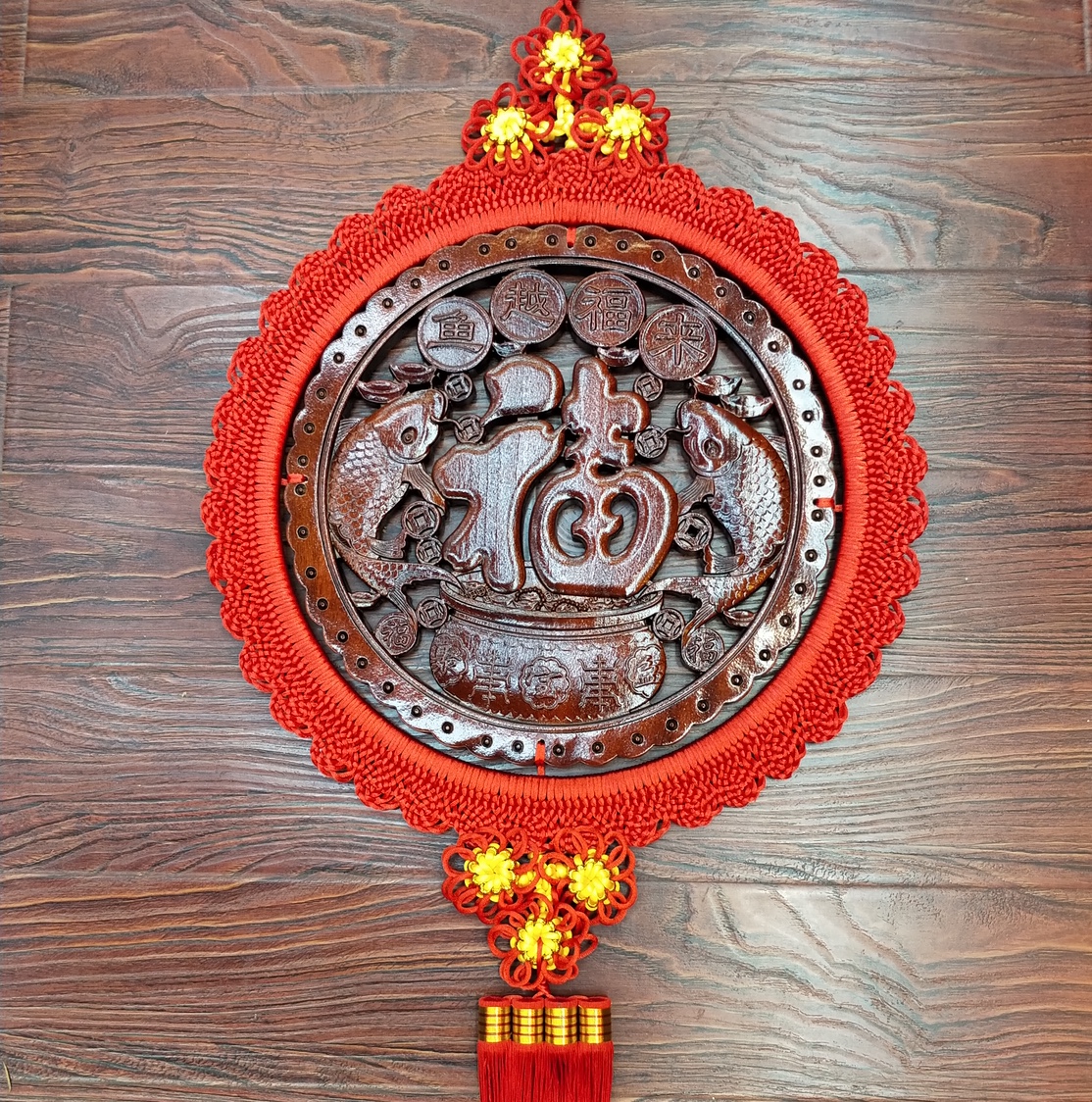 45# Wood-carved fish, Yuefu Lai Chinese Knot