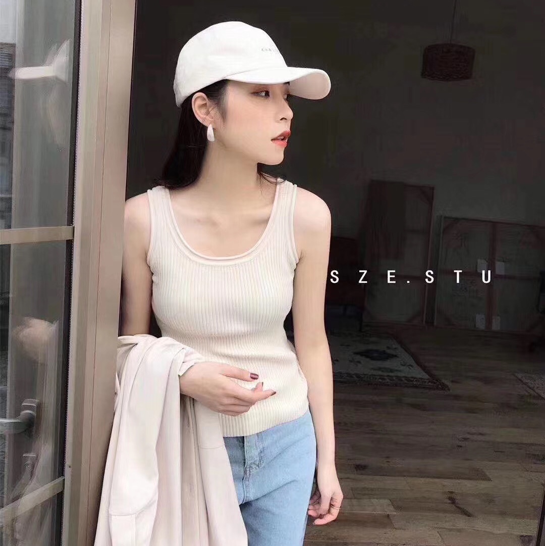 时尚修身螺纹针织光版背心细节图