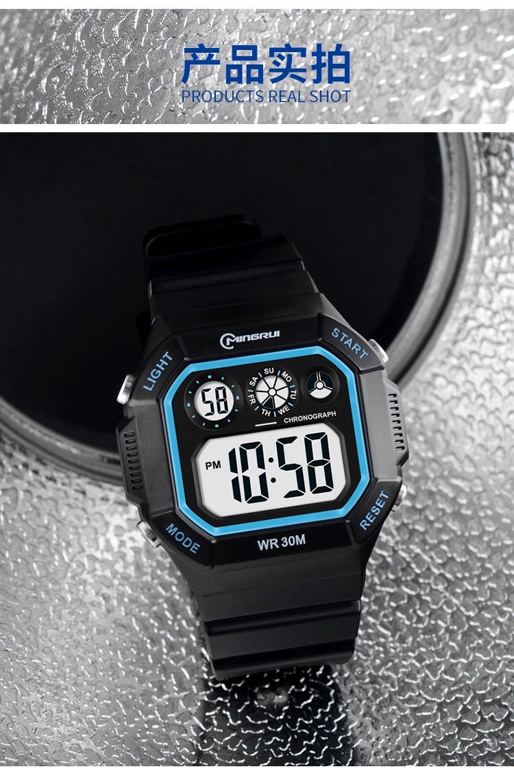 Nombre rui reloj electrónico hombres deporte moda impermeable nadar adolescente luminoso multifunción estudiante reloj electrónico detail image 10