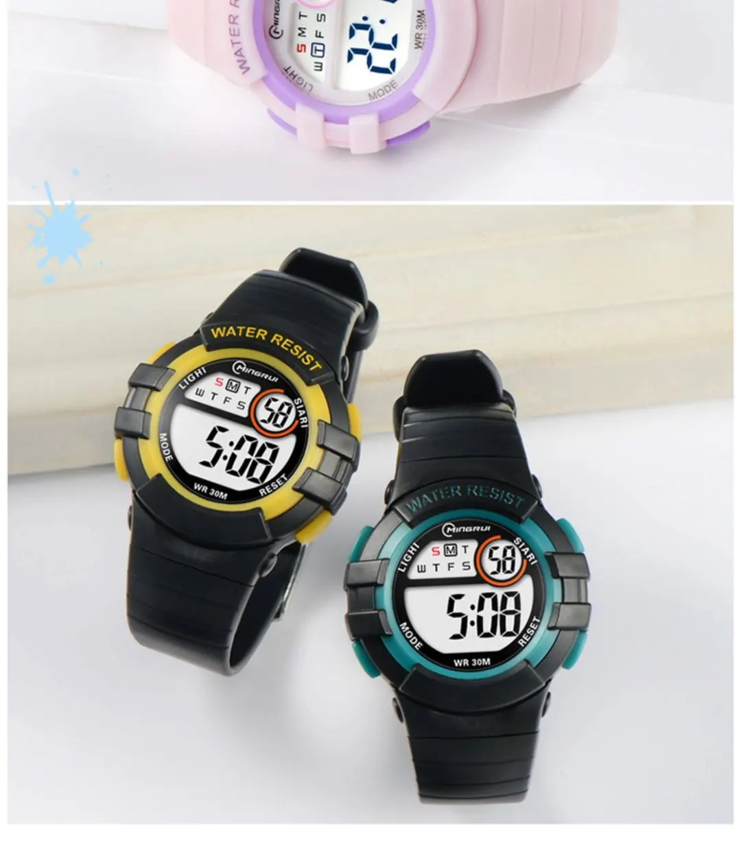 Mingrui Children's watches, primary school students' sports electronic watches, girls' luminous waterproof electronic watches, boys' festival gifts detail image 11