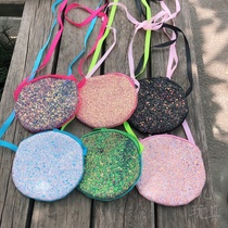 Plush toy bag: glitter satchel: 14cm gold powder satchel: children satchel: purse: small bag