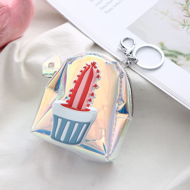 淘宝热销少女镭射透明零钱包 果冻卡通仙人掌硬币包 pvc收纳钱包细节图