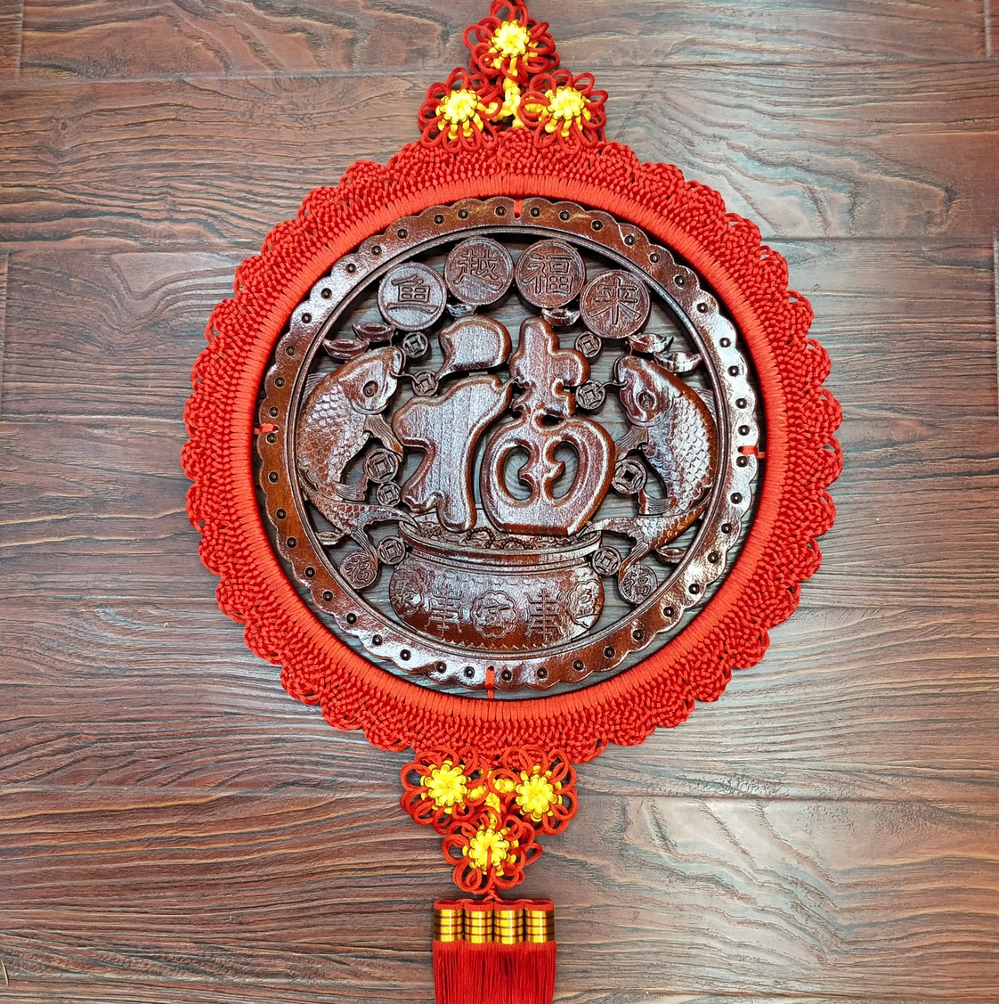 45# Wood-carved fish, Yuefu Lai Chinese Knot details Picture