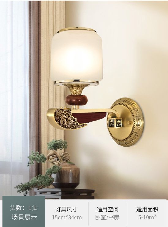 An ancient new product, a Chinese-style chandelier made of rosewood and red sandalwood, with a full copper glass lampshade detail image 9