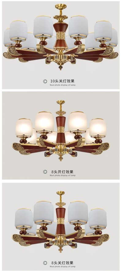 An ancient new product, a Chinese-style chandelier made of rosewood and red sandalwood, with a full copper glass lampshade detail image 11