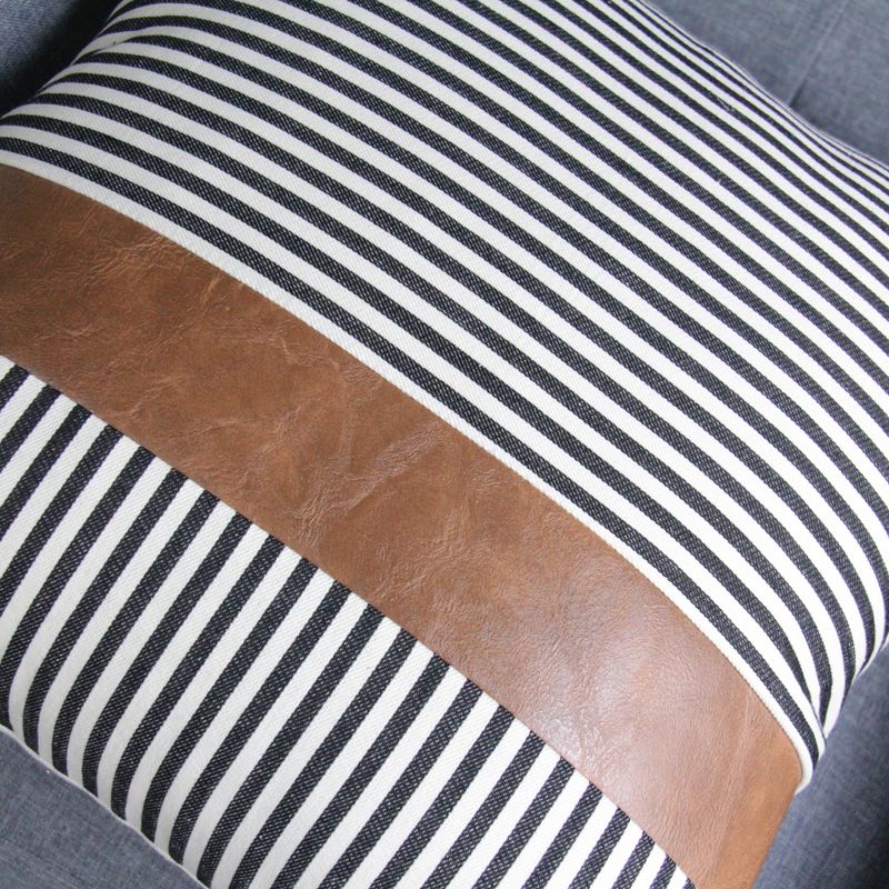 Light luxury sofa cushions and throw pillows, modern and simple pu leather spliced Nordic ins style home backrest pillowcases Item Picture