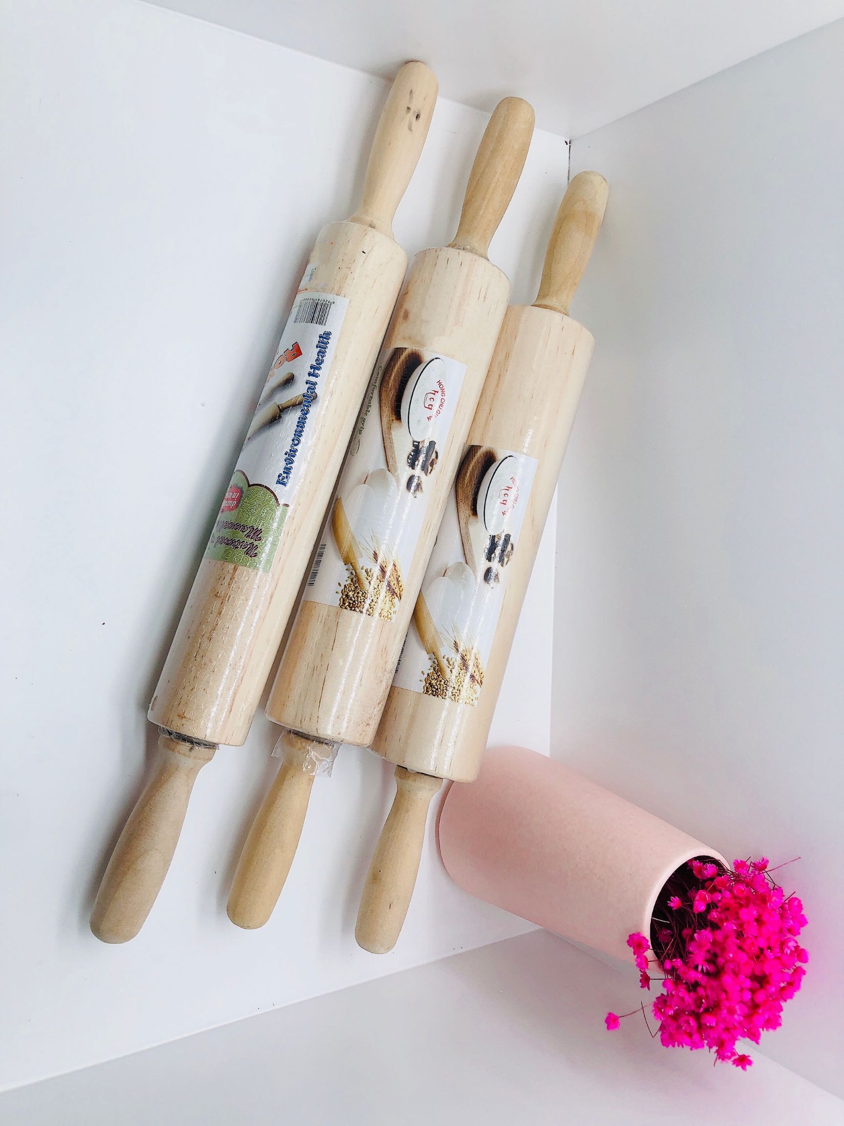 Solid wood rolling pin no paint no wax roller rolling pin wrappers pressing dough stick baking tool surface stick