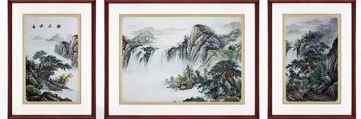沙发背景墙装饰画中式新中式三联画客厅现代简约苏绣成品挂画刺绣详情7