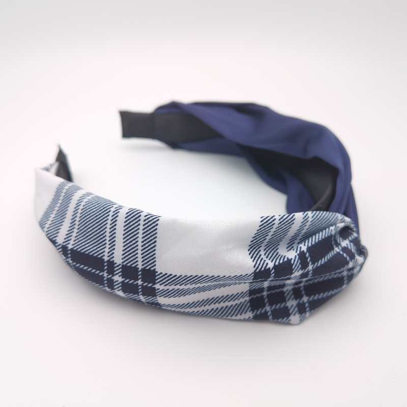 Plaid With Solid Color Headband