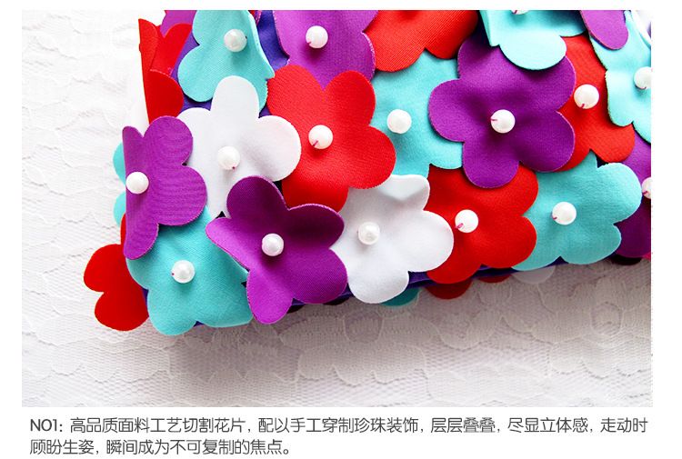 时尚花朵花瓣珍珠游泳帽纯手工立体花朵珍珠女士布泳帽详情图12