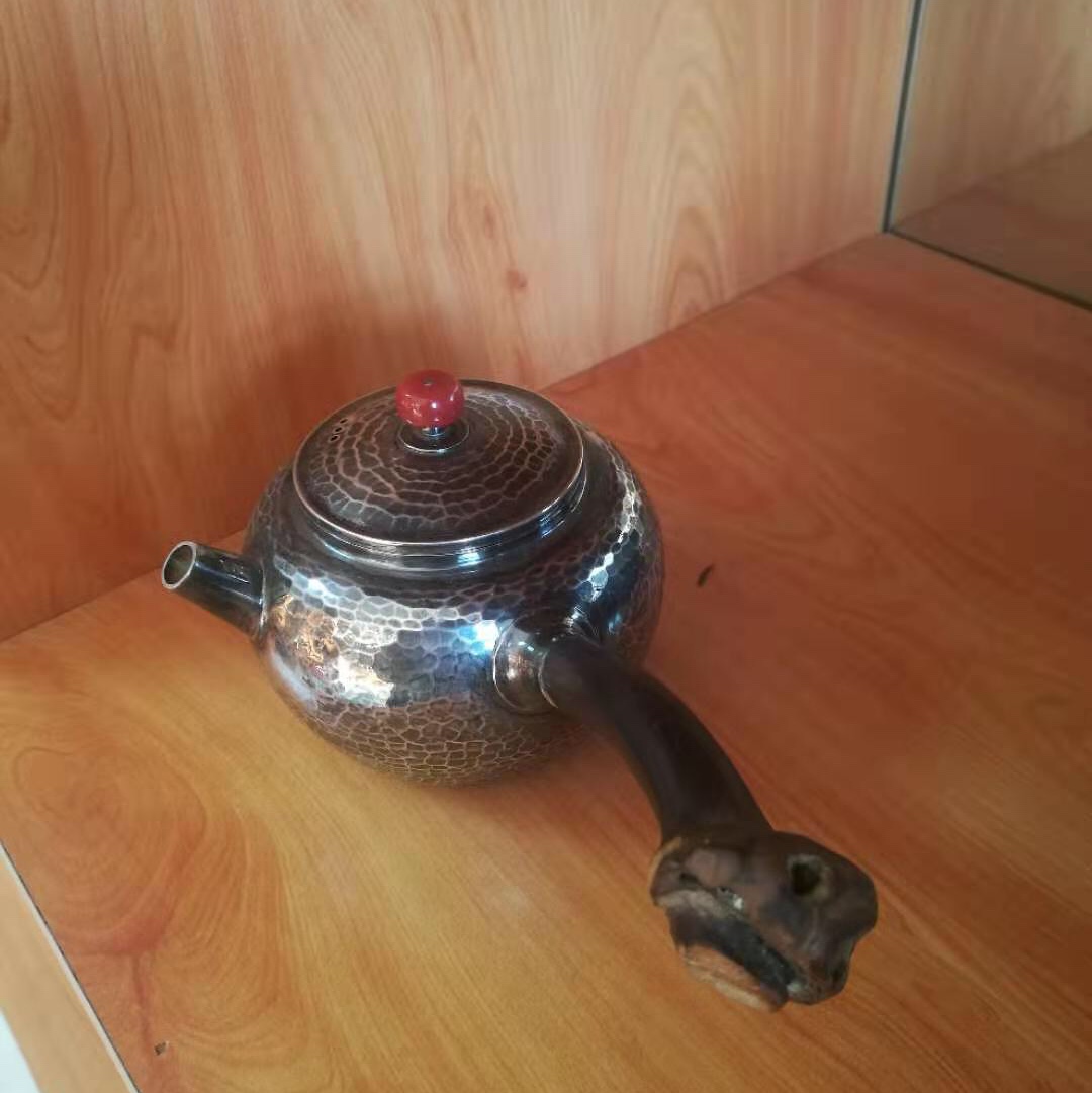 Silver pot one silver pot pure silver hand - made silver pot carrying liang kettle details Picture