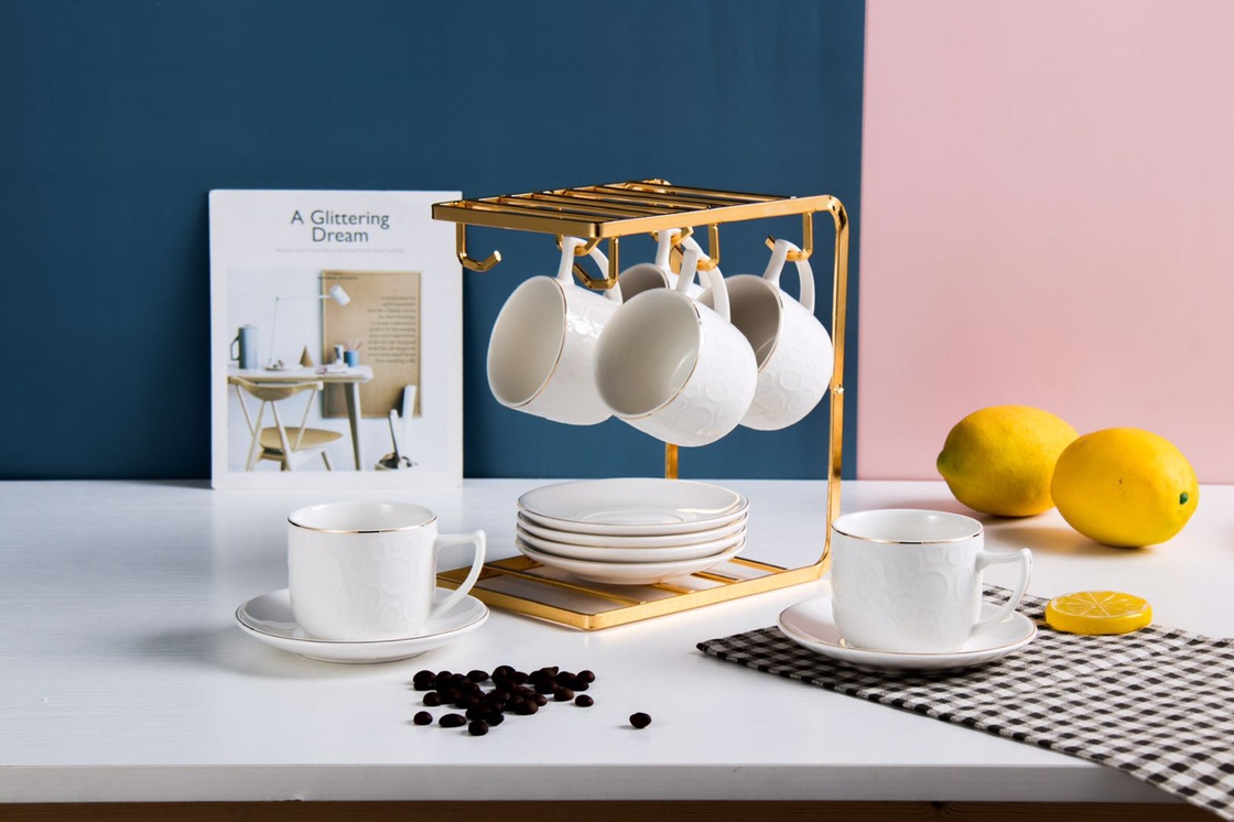Coffee cup and saucer set, cup and saucer stand, American style, modern and simple style single cup and saucer