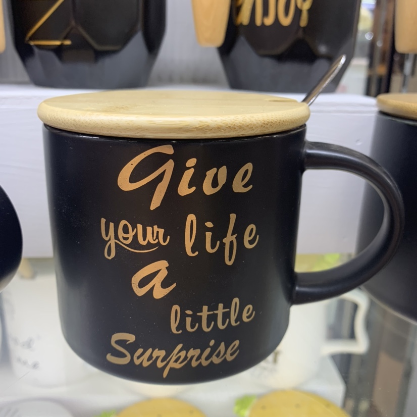 工厂直销创意礼品马克杯（配竹盖）64960-32