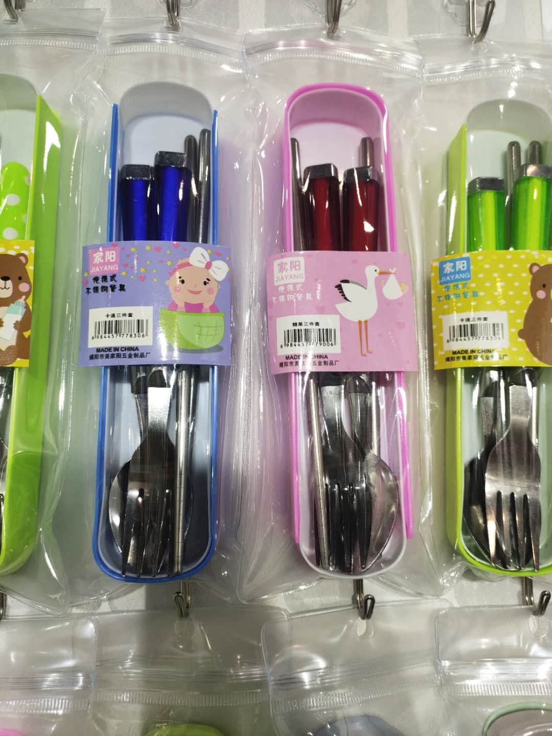 创意便携卡通动物餐具套装儿童勺子304不锈钢卡通叉勺3件套细节图