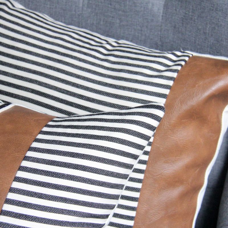 Light luxury sofa cushions and throw pillows, modern and simple pu leather spliced Nordic ins style home backrest pillowcases Specification image