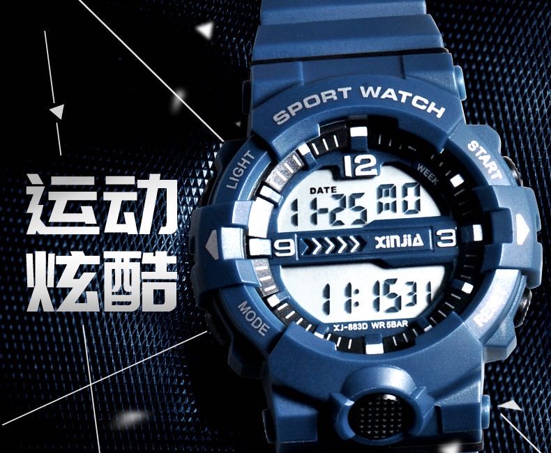 Xinjia sports watches: Men's waterproof mechanical watches for teenagers and junior high school students, luminous trendy electronic watches for men, special forces detail image 1