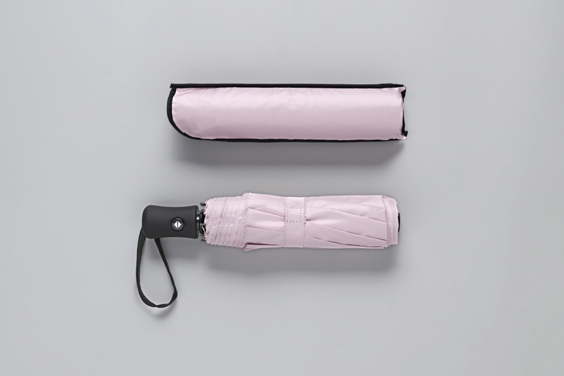 Full Automatic Umbrella Vinyl Triple Fold Umbrella Shade Rain Umbrella Pink