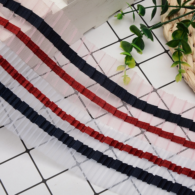 Tricolor chiffon irregular crumple double color lace DIY clothing accessories hand-made accessories accessories custom thumbnail