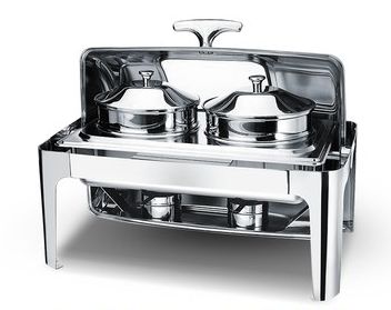 Rectangular thickened stainless steel visual buffet stove electric heating insulation stove flip breakfast Chafing Dish thumbnail