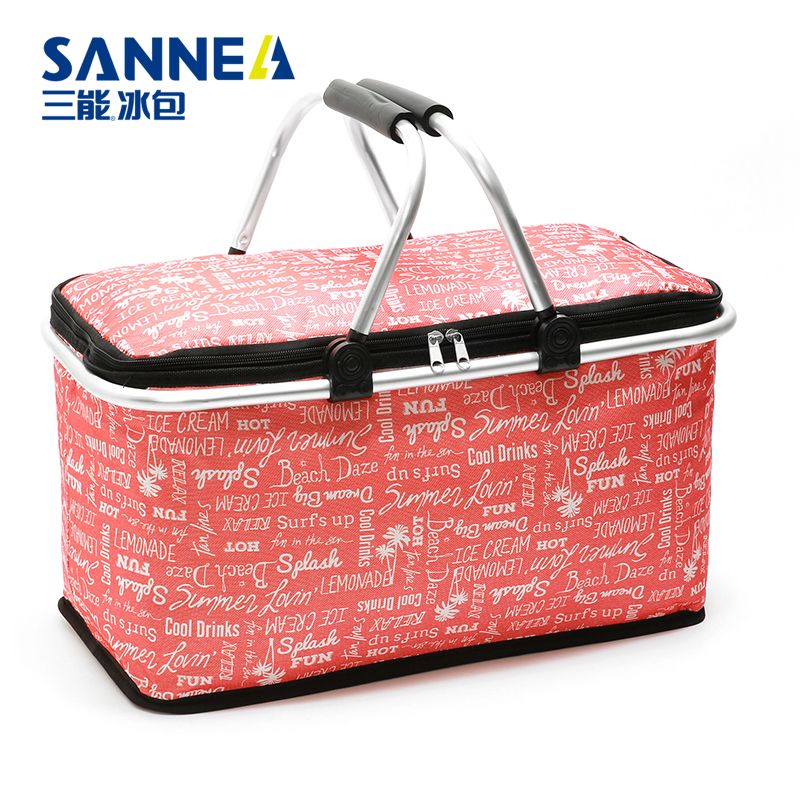 牛津布防水保温篮 新款户外野餐手提便当包 便携式铝框折叠冰包