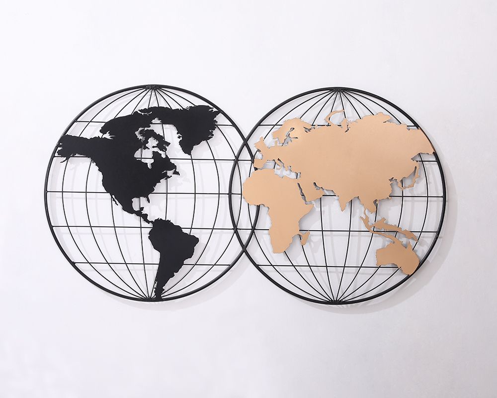 Manufacturers direct creative American retro hollow out world map wrought iron wall decoration wall hanging wall decoration office decoration
