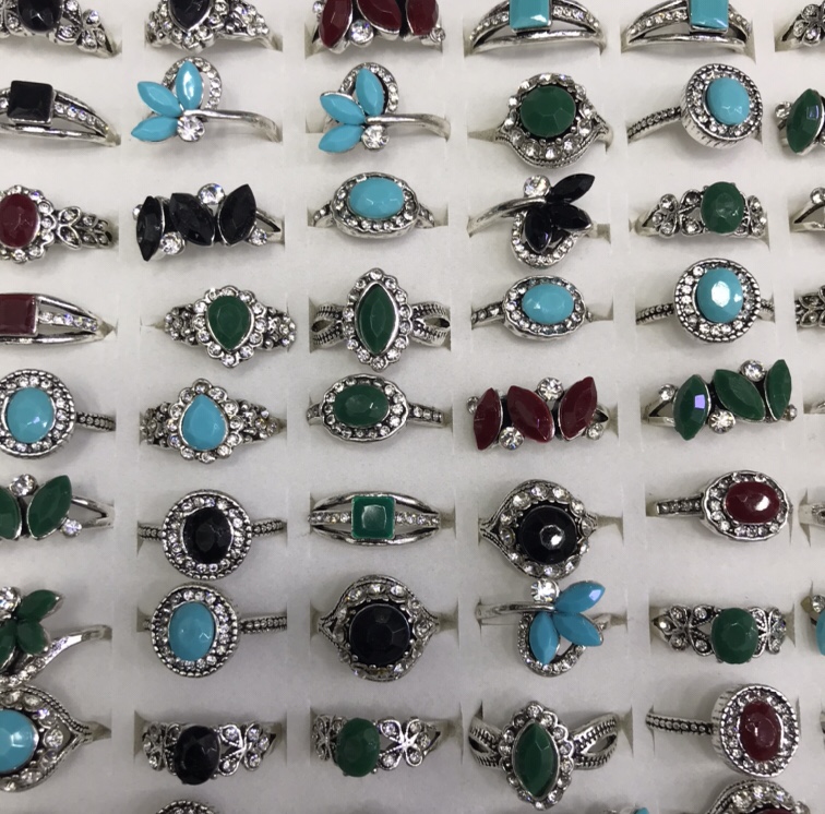 Turquoise gemstone ring wholesale for export, European and American style