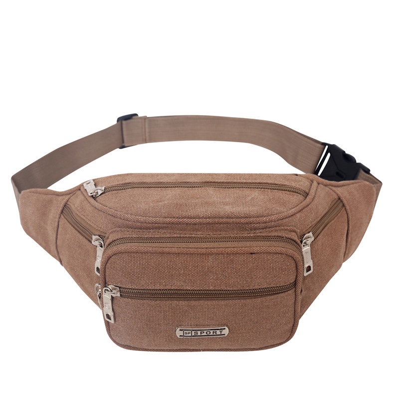 男式户外帆布腰包 新款休闲大容量收银手机女包多功能耐磨斜挎包详情图1