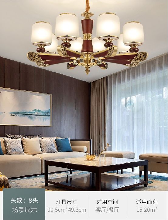 An ancient new product, a Chinese-style chandelier made of rosewood and red sandalwood, with a full copper glass lampshade detail image 5