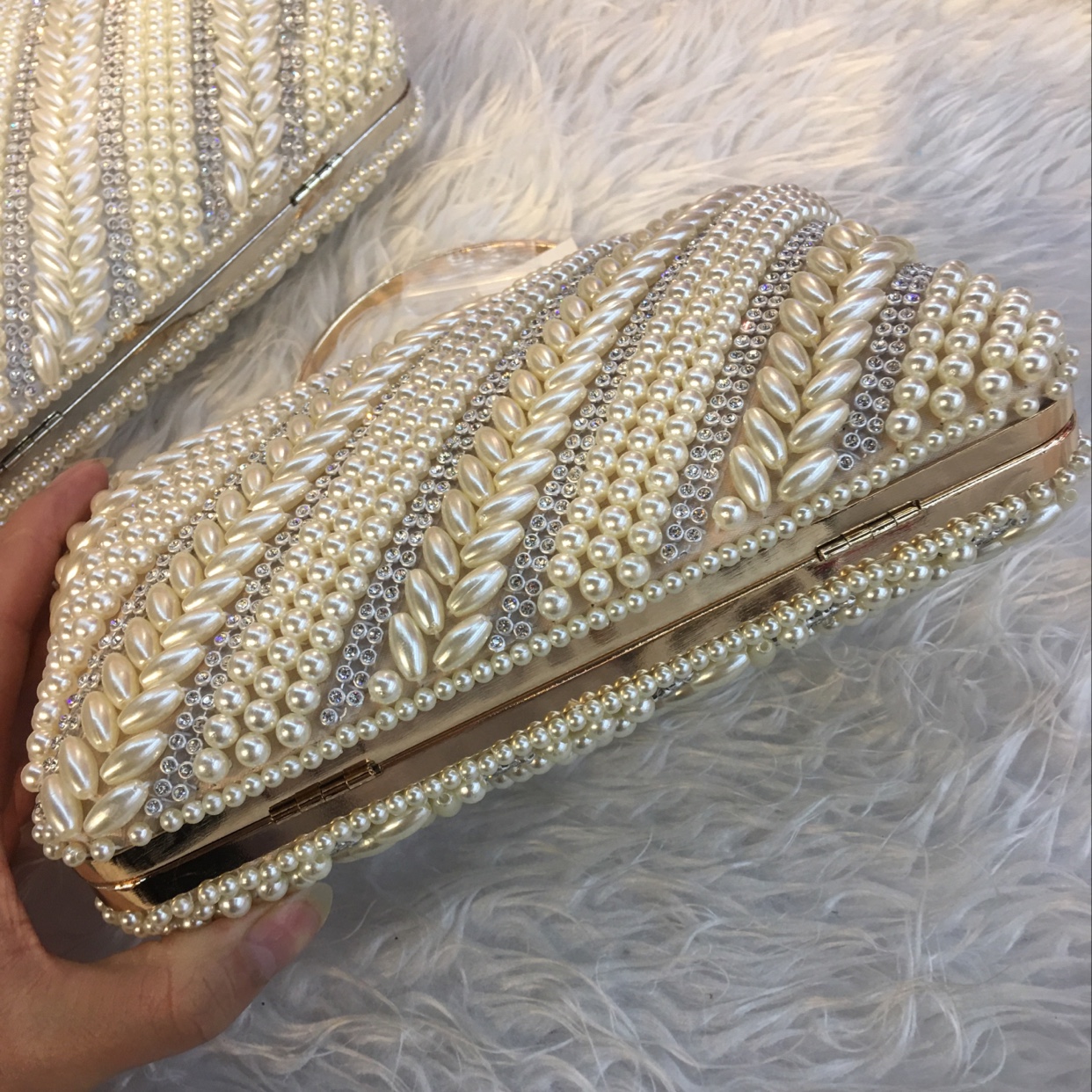 Classic Vintage Elements Crystal Dinner Bag Clutch Bag Shoulder Bag Pearl Bag undefined