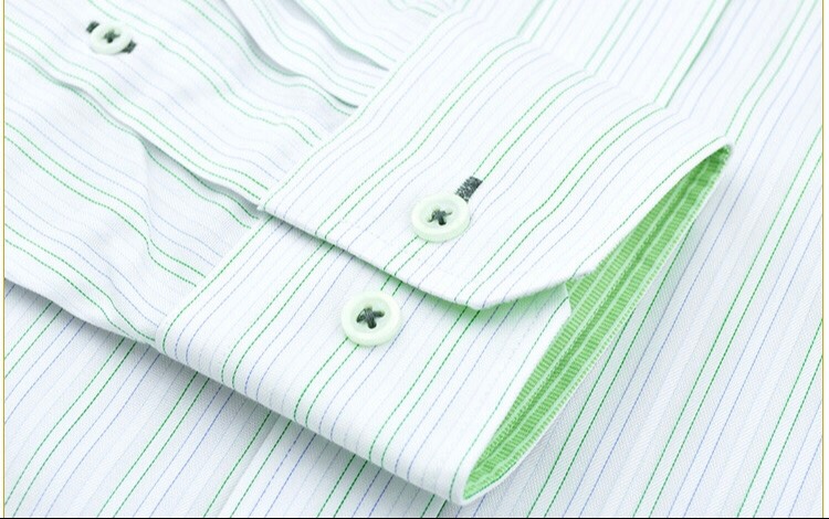 Spring and autumn men's long-sleeved plus-size shirts, form-fitting one-inch shirts for overweight people with loose stripes Item Picture