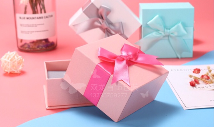 Creative in-stock paper boxes, bow jewelry packaging boxes, ring boxes, stud boxes, bracelets, necklaces, Korean version accessory boxes Specification image