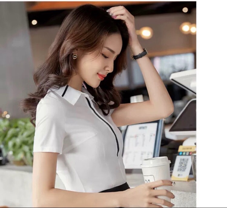 Short-sleeved formal work clothes for summer, new Korean style slimming inch shirts for women Application Scenario
