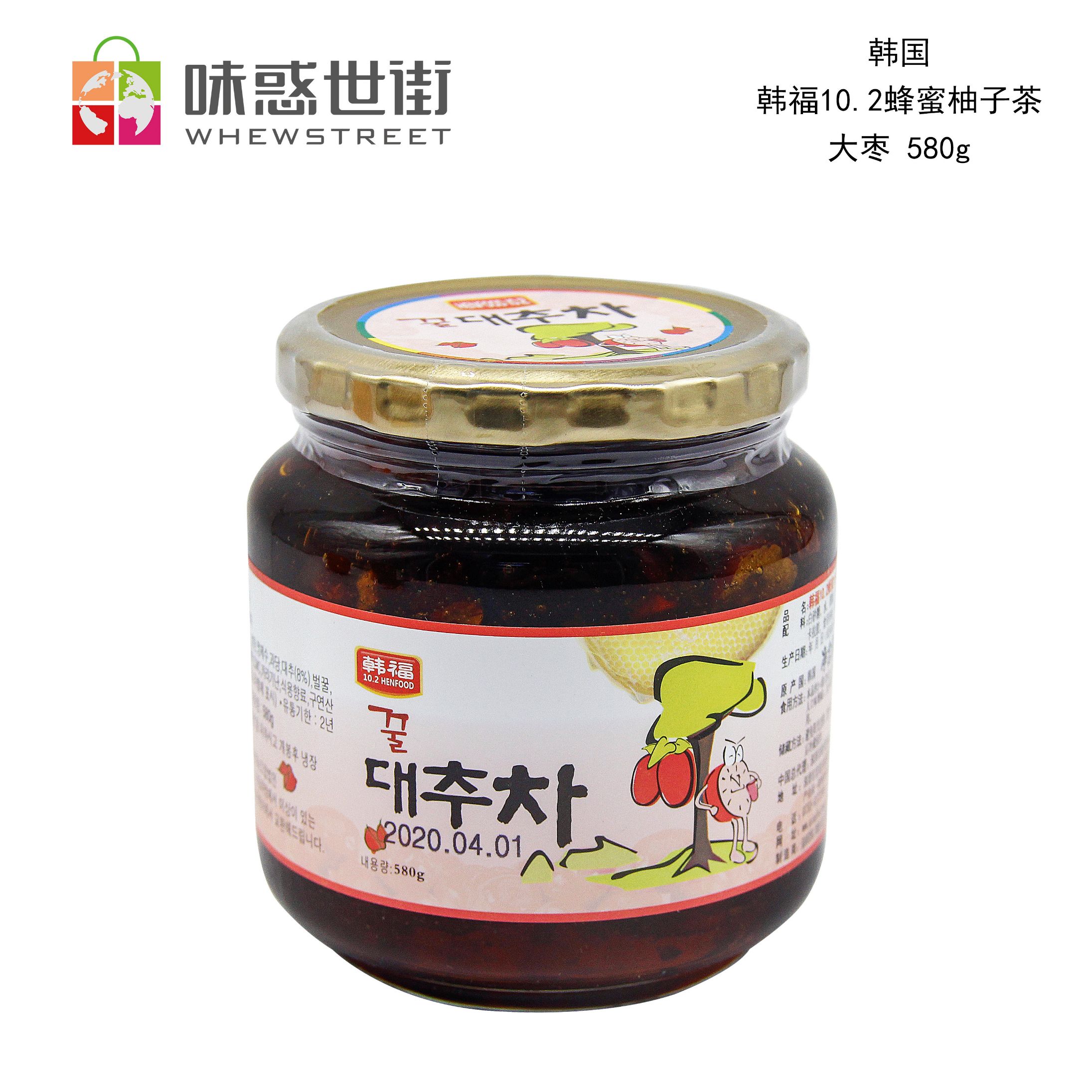 韩福10.2蜂蜜柚子茶（大枣口味）580g