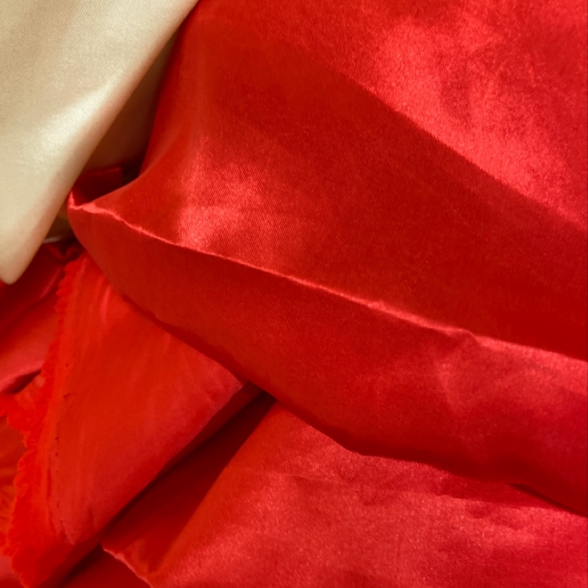 Red satin fabric for clothing, headwear, accessories and handicrafts Specification image