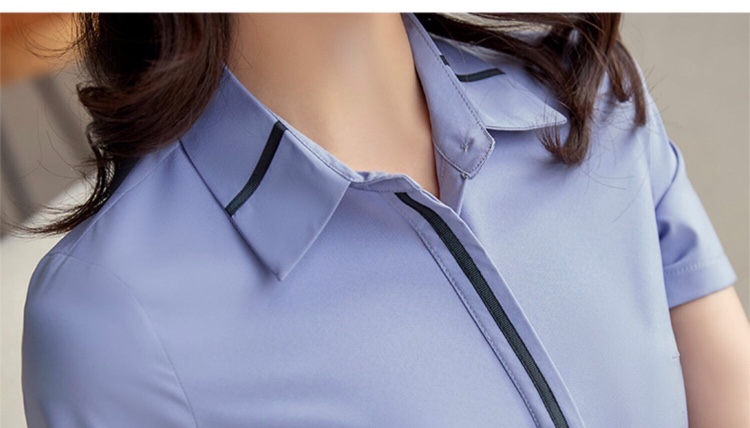 Professional shirts, women's short-sleeved work clothes, formal wear, summer new Korean style slimming inch shirts, women's contrasting gray shirts Application Scenario