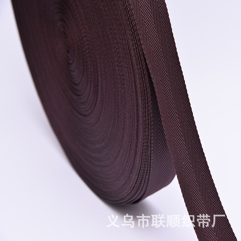 High-quality pp polypropylene webbing, double-person twill, coffee-colored home textile packaging, car safety belt webbing undefined