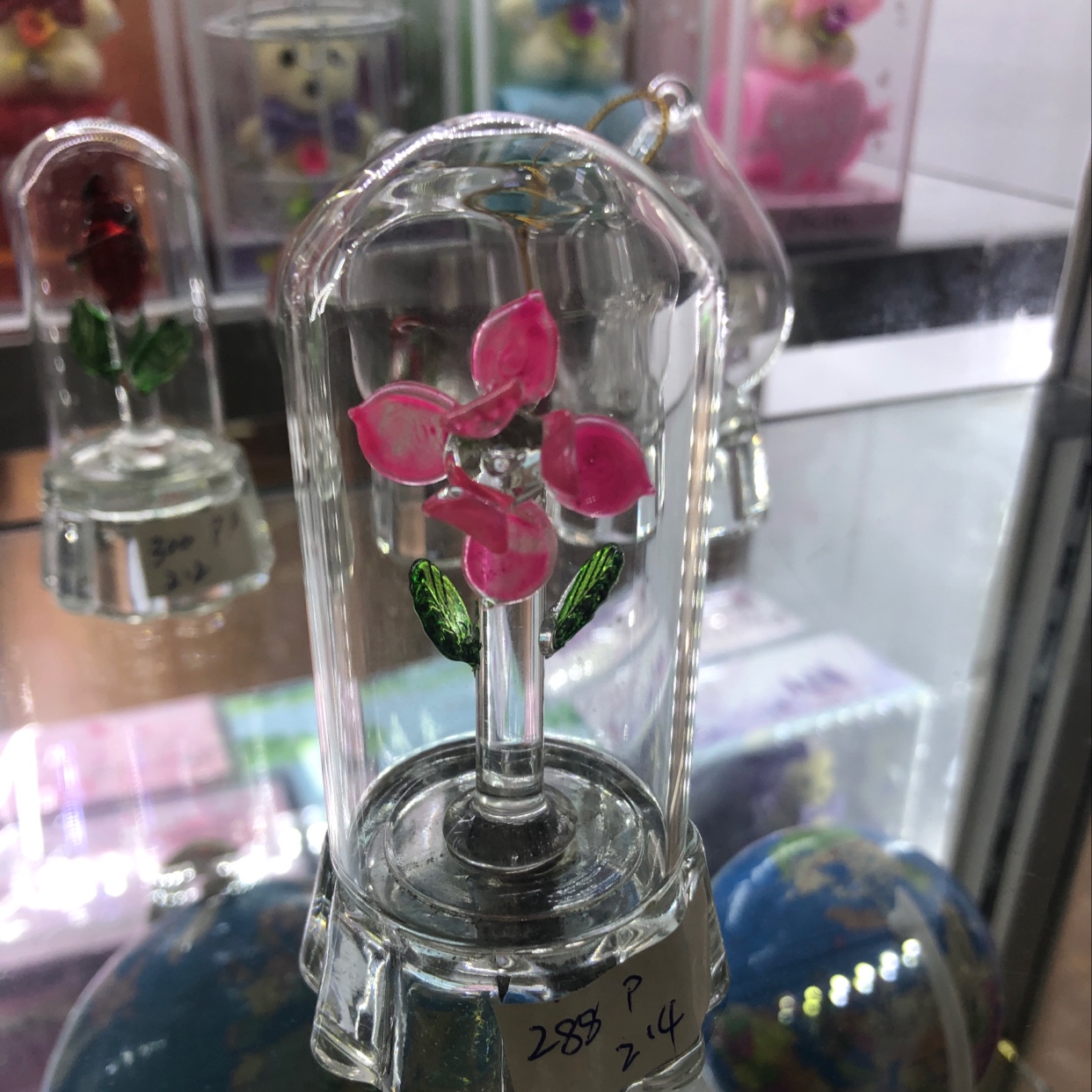 7673-中号玻璃罩小花永生花玻璃罩永生花玻璃罩玻璃工艺品透明花瓶玻璃烛杯