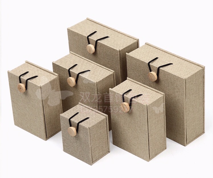 麻布木扣手链盒项链吊坠盒手镯盒戒指手表珠宝饰品盒珠宝首饰盒展示道具展示架详情图7