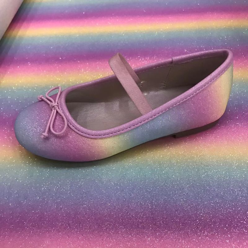 Glite pu gradient rainbow leather fabric, golden onion embellishments, artificial leather, bags, handbags, shoes and clothing fabric